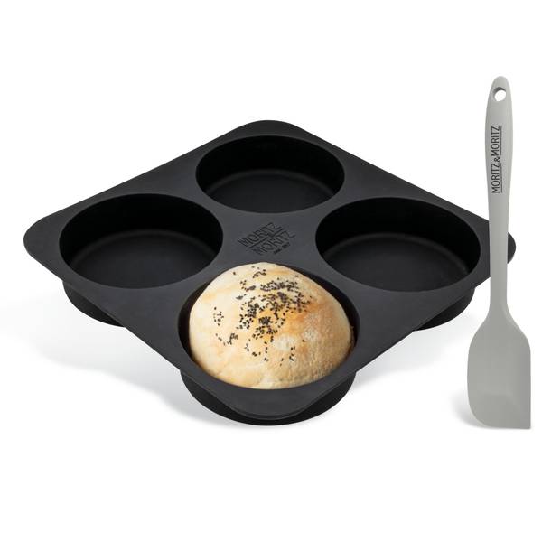 Burger Buns Backform Silikon Rund Grau - Silikon - 5 x 28 x 28 cm