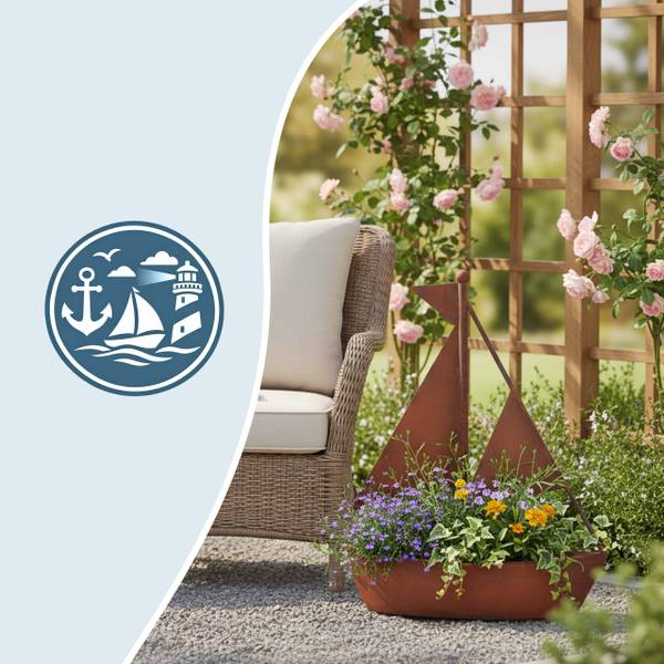 Gartendeko Rost Schiff Braun - Stahl - 35 x 43 x 10 cm