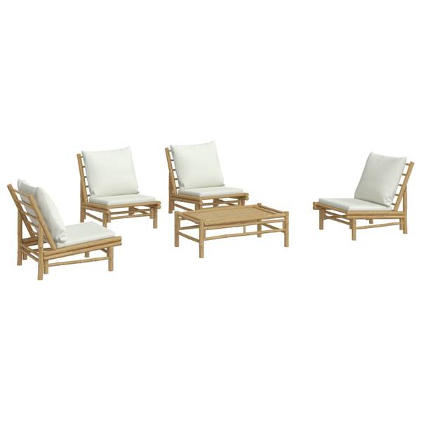 Loungeset 3028696-3 set van 5 bruin - crèmekleurig - wit