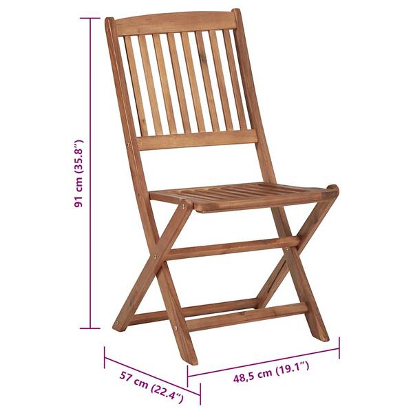 Gartenstuhl 3007930-3 6er Set Grau - Akazie - 48 x 91 x 57 cm