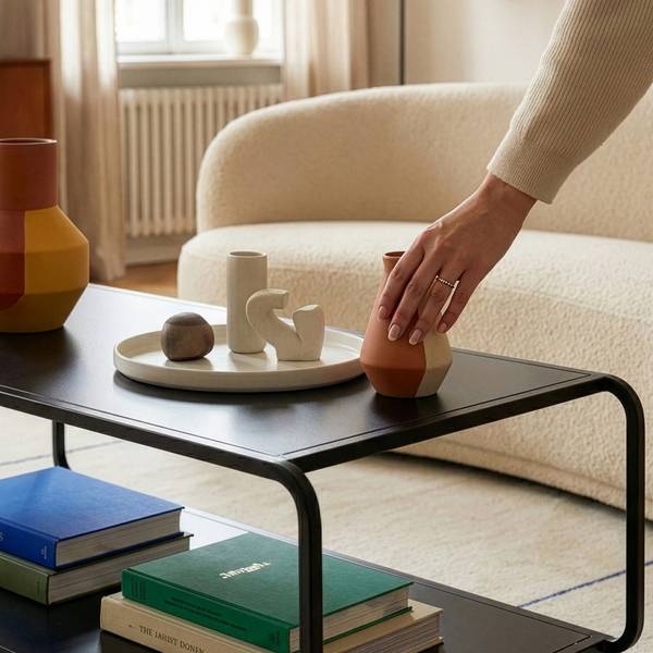 Couchtisch Færder Schwarz - Stahl - 50 x 45 x 115 cm