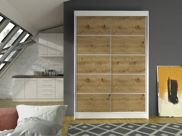 Kleiderschrank Lino IV Eiche - Weiß