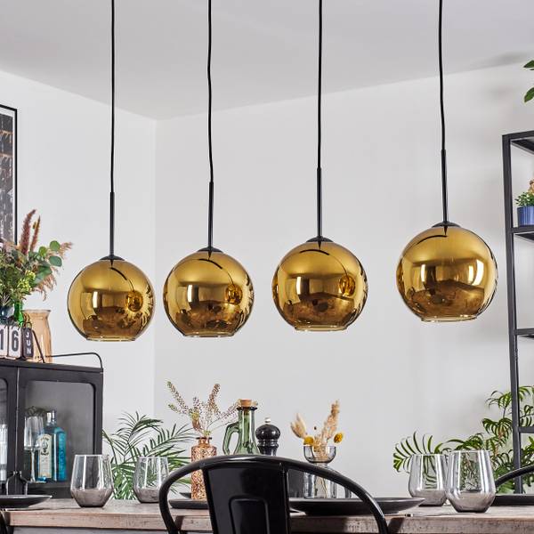 Pendelleuchte Cesaro Gold - Aluminium - Klarglas - 10 x 120 x 92 cm