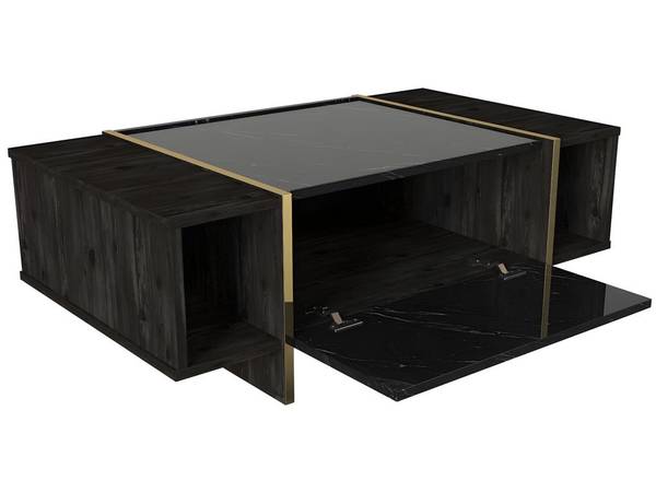 Couchtisch CADEBA Schwarz - Braun - Holz teilmassiv - 104 x 38 x 60 cm