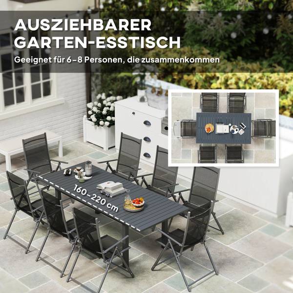 Gartentisch BB5356 Grau - Metall - 90 x 73 x 220 cm