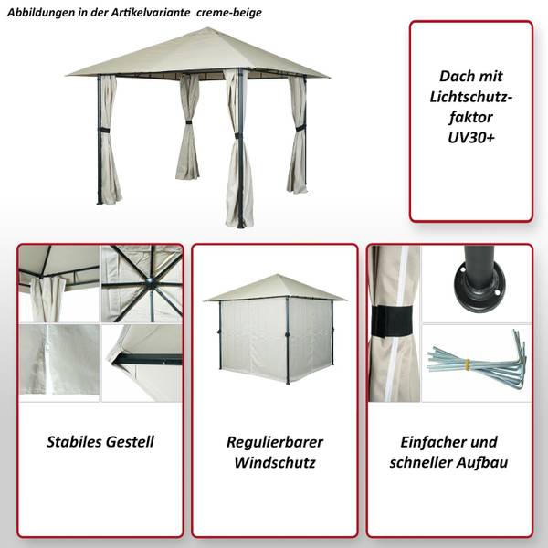 Pergola J63 Weiß - Stahl - 300 x 255 x 300 cm