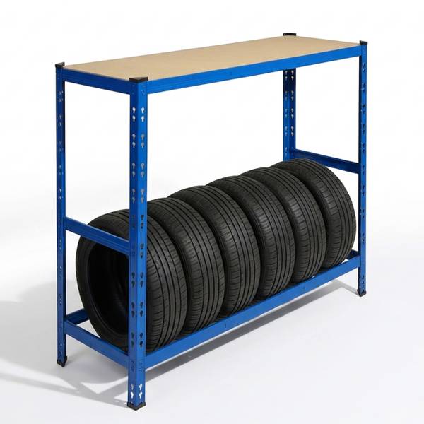 Reifenregal mit Ablage Blau - 120 x 110 cm