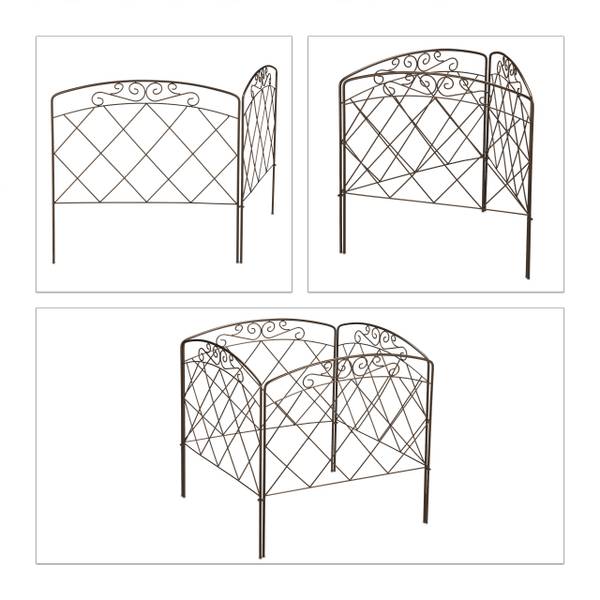 4-tlg. Beetzaun aus Metall Stahl - 63 x 60 x 2 cm