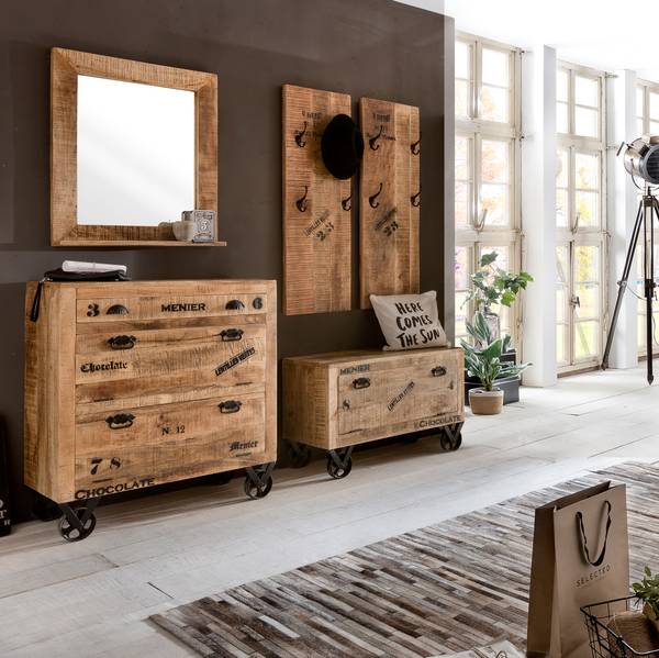 RUSTIC Garderobenpaneel Braun - Mango - 35 x 110 x 8 cm