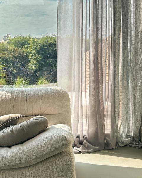 Gardinen Transparant mit Ösen Beige - Polyester - 140 x 270 x 1 cm