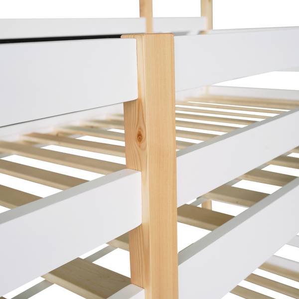 Etagenbett MonetWoody Ⅰ Weiß - Holzwerkstoff - Massivholz - 96 x 205 x 256 cm