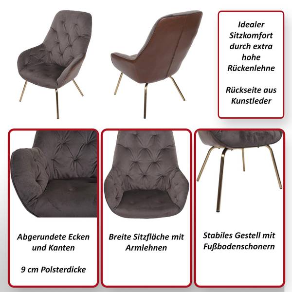Esszimmerstuhl K26 (6er-Set) Braun - Textil - 68 x 98 x 79 cm