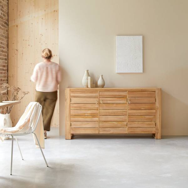 Sideboard Minimalys Beige - Teakholz - 170 x 90 x 40 cm