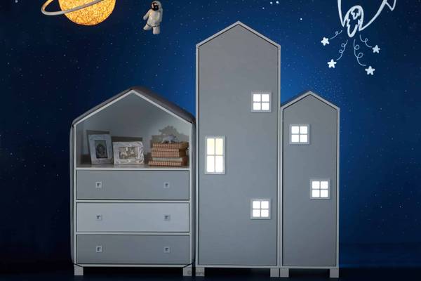 Kindercommode MIRUM grijs - wit - ABS - 80 x 126 x 45 cm