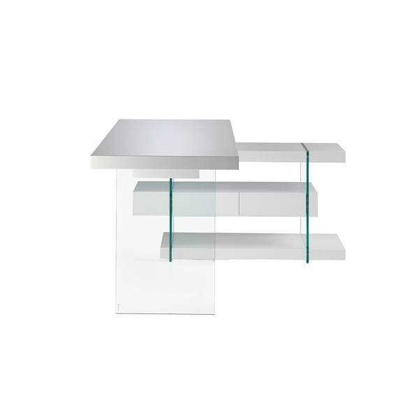 Bürotisch 3002 Weiß - Kristallglas - 140 x 75 x 127 cm