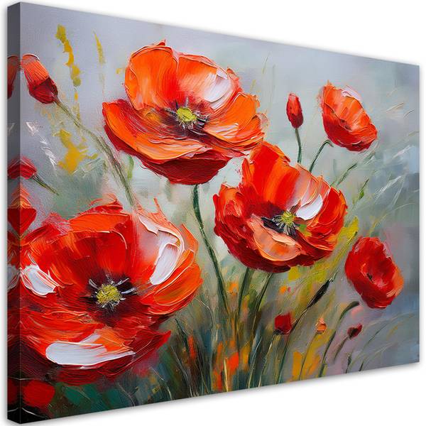Wandbild gemalte mohnblumen 100 x 70 cm