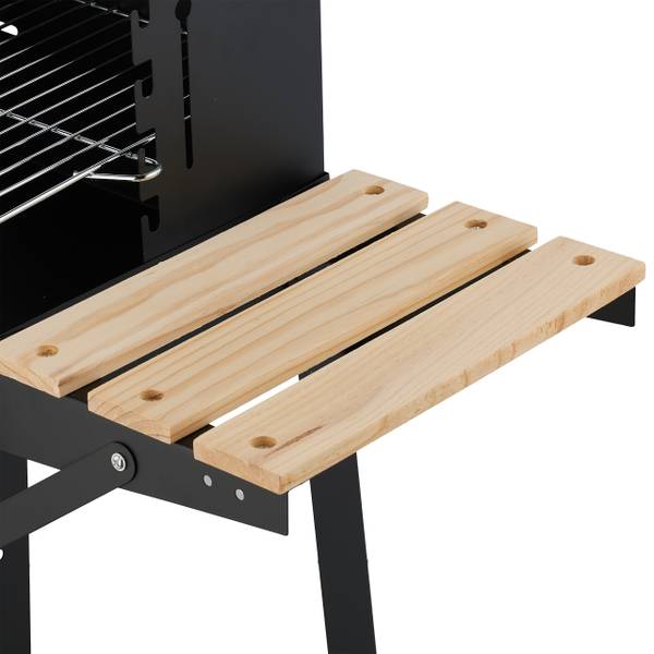 Grill mit Rädern und Ablagen Schwarz - Braun - Silber - Stahl - 86 x 81 x 42 cm