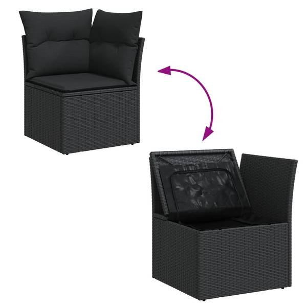 Garten-Lounge-Set 3035634-2 9-teilig Schwarz