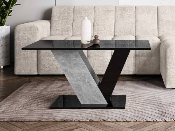Couchtisch Dubai Beton Dekor - Hochglanz Schwarz