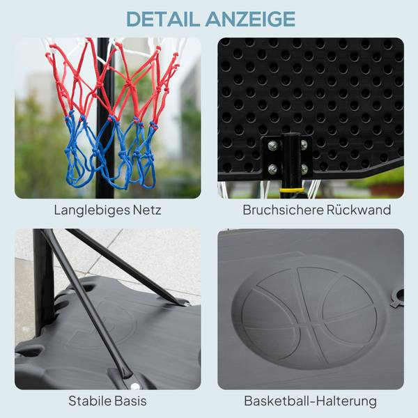 Basketballkorb A61-028RD Schwarz - Metall - 48 x 254 x 76 cm