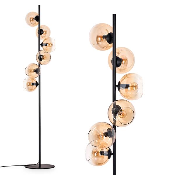Stehlampe Cesaro Gelb - Aluminium - Klarglas - 31 x 160 x 83 cm