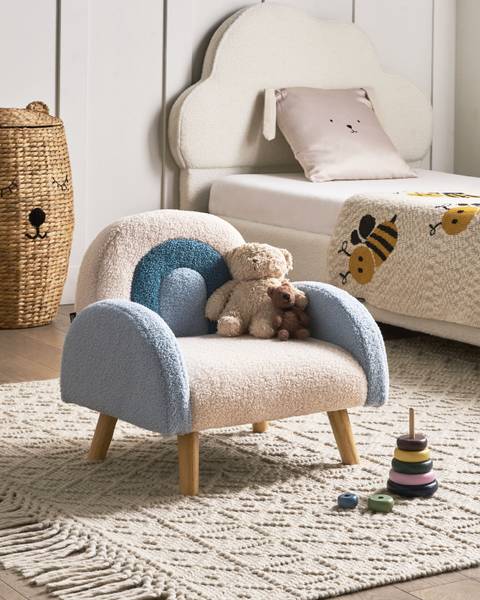 Kindersessel OMBO Blau - Braun - Cremeweiß