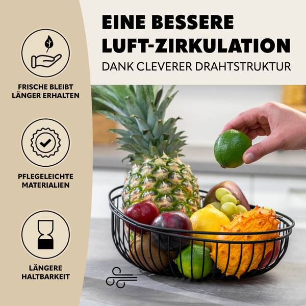 Obstkorb 70138 2er-Set Schwarz - Metall - 31 x 12 x 25 cm