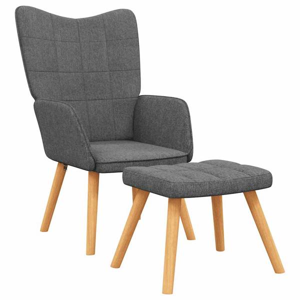 Relaxsessel mit Hocker 3279312er Set Grau - Polyester - 62 x 96 x 69 cm