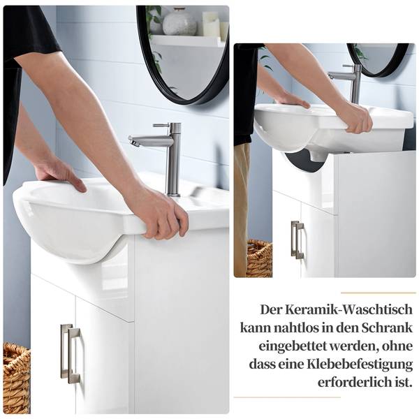 Waschbeckenunterschrank ARC03 Weiß - Holzwerkstoff - 44 x 84 x 61 cm