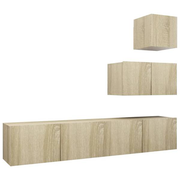 TV-Schrank 4er Set D903 Braun - Holzwerkstoff - 30 x 30 x 31 cm