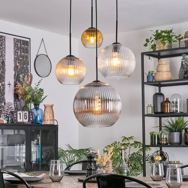 Pendelleuchte Cesaro Gold - Grau - Orange - Aluminium - Klarglas - 20 x 147 x 54 cm