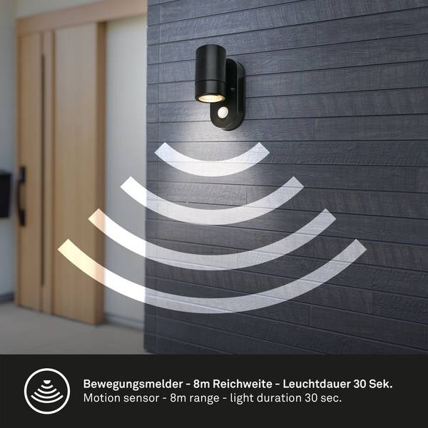Wandleuchte 3789015 Schwarz - ABS - 10 x 16 x 7 cm
