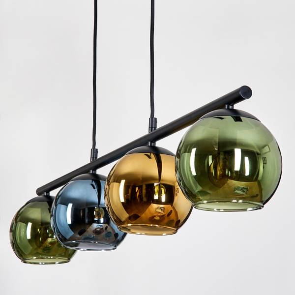 Pendelleuchte Cesaro Blau - Gold - Grün - Aluminium - Klarglas - 16 x 110 x 131 cm