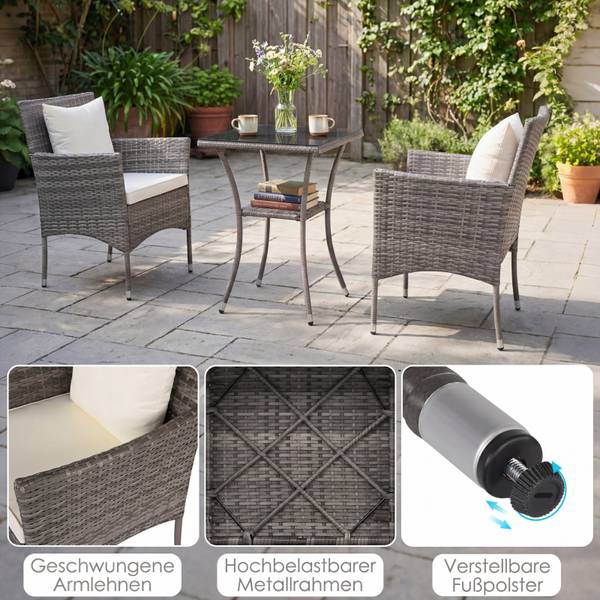 Sitzgruppe TI98234 3-tlg. Beige - Rattan - 550 x 300 x 57 cm