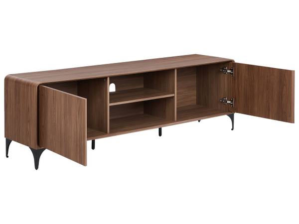 Meuble TV COWELL Noir - Marron - Bambou - 180 x 55 x 40 cm