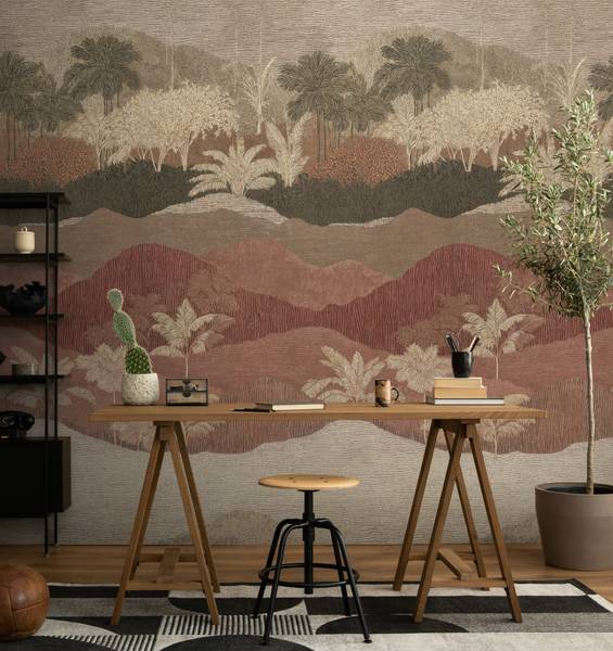 Fototapete Desert Layers erweiterbar Braun - Rot - Weiß - Fleece - Vinyl - 159 x 280 x 1 cm