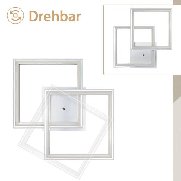 Deckenleuchte Jorvo Silber - 45 x 7 x 45 cm