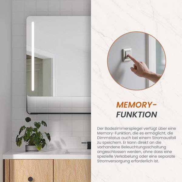 Badspiegel mit Ablage SCHORTENS Schwarz - Glas - 100 x 70 x 12 cm