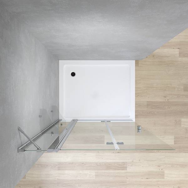 Faltbar+Drehbar Walk in Glas Duschwand Breite: 100 cm