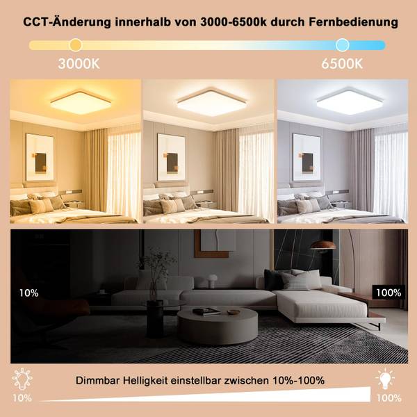 Led Deckenleuchte Dimmbar CE1264 Weiß - Kunststoff - Polyrattan - 34 x 6 x 34 cm