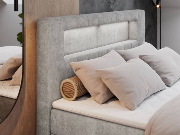 Boxspringbett GOLD-5 Platingrau - H4 - Textil - Liegefläche Breite: 120 cm