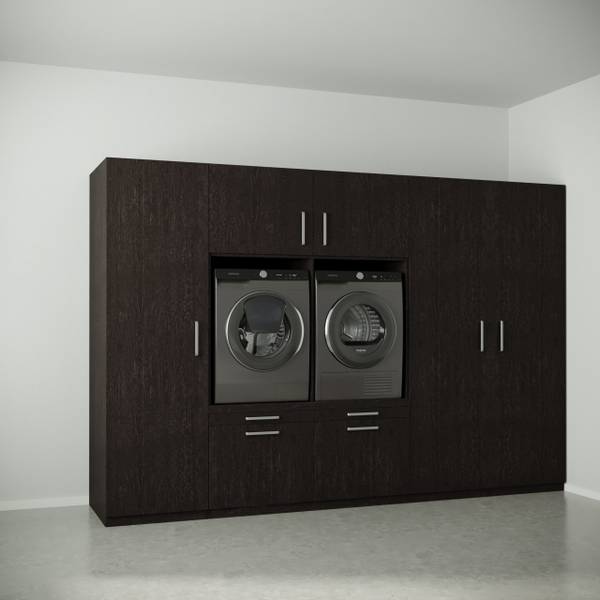 Waschmaschinenschrank Johannesburg Schwarz - Holzwerkstoff - 313 x 211 x 70 cm