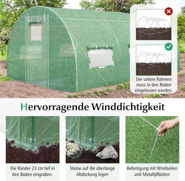 Gewächshaus SF6432SZDE Grün - Textil - 300 x 200 x 400 cm