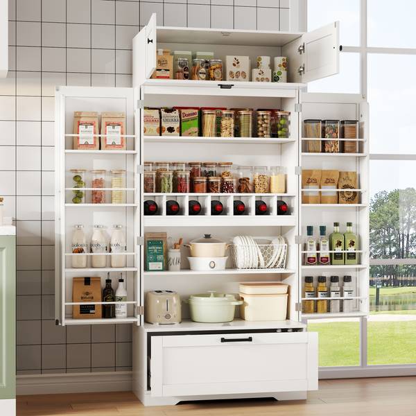Buffetschrank WoodyLucy Ⅶ Weiß - Holzwerkstoff - 80 x 180 x 40 cm