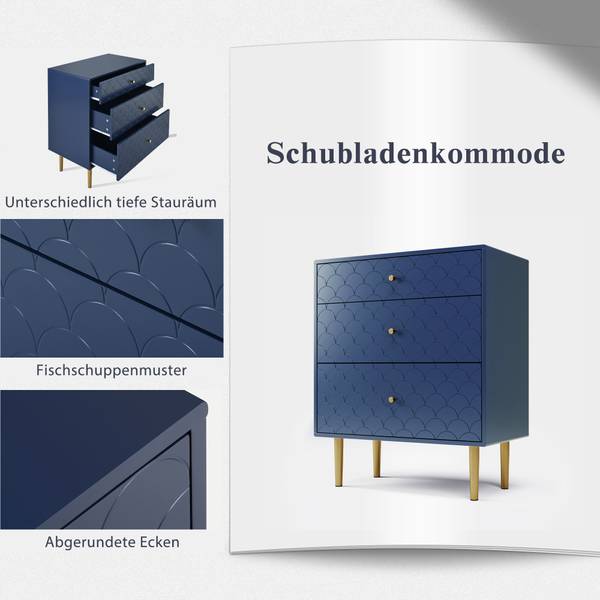 Sideboard Kaugzun Blau - Holzwerkstoff - 40 x 80 x 70 cm