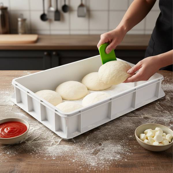 Pizzaballenbox met deksel, 2-delig groen - wit - polypropeen - 40 x 7 x 30 cm