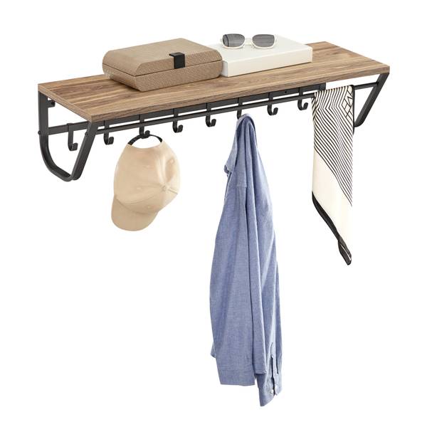 Wandgarderobe Schwarz - Holzwerkstoff - Metall - 90 x 22 x 30 cm