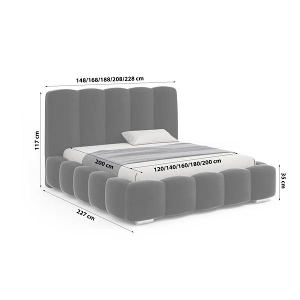 Gestoffeerd bed Leytron zwart - Breedte: 188 cm