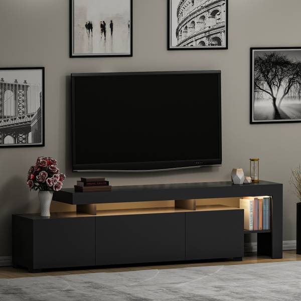 Meuble TV Beliz avec éclairage LED Anthracite