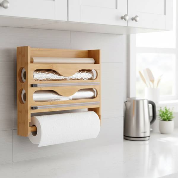 Wandrollenhalter Küche Braun - Holzverbundwerkstoff - 35 x 27 x 7 cm